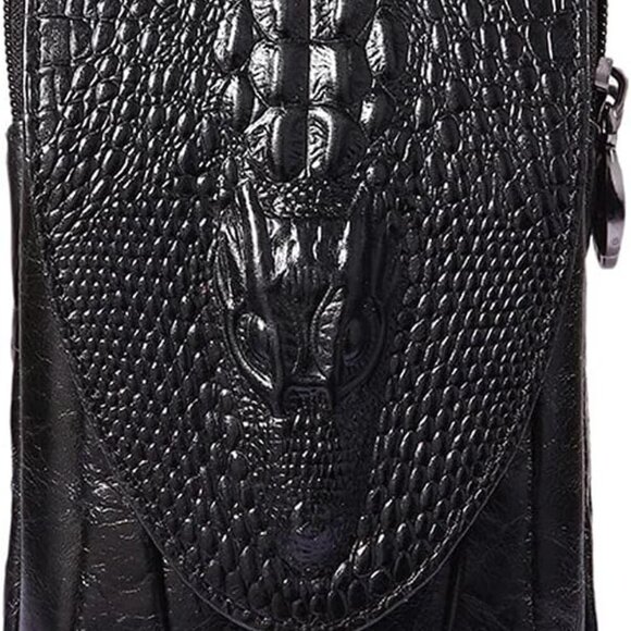 Crocodile Leather Phone Belt Bag Waist Pack for Men Travel Outdoor Casual Cellph - Picture 8 of 8